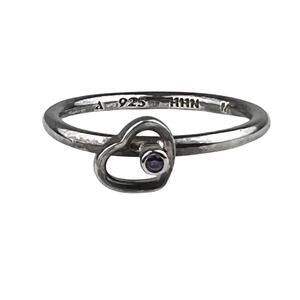 Hans Henrik Nygaard Danish Sterling Silver Ring Heart Amethyst Size 7